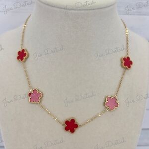 Gold and Red Floral Necklace NK2203